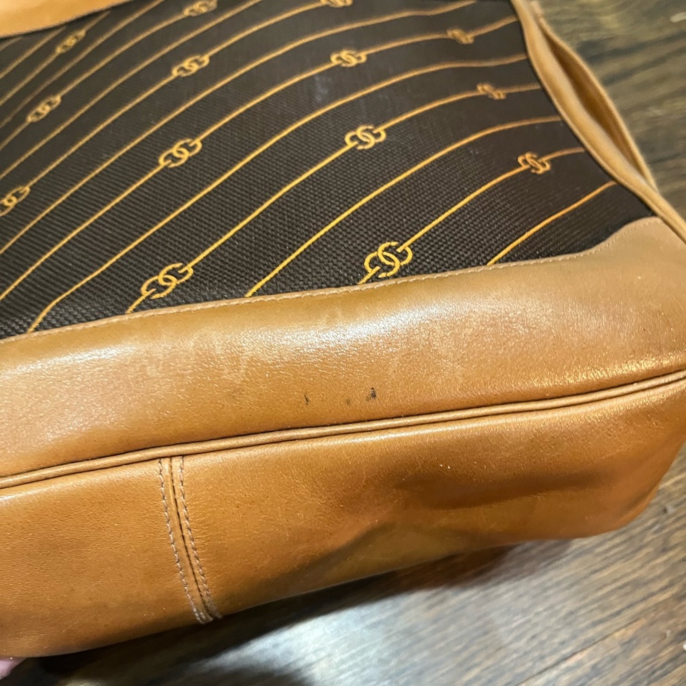 Gucci Vintage Interlocking GG shoulder bag, brown canvas with leather trim - Picture 5 of 14